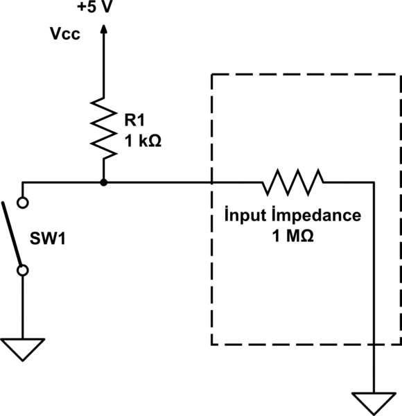 Electrical Considering input pin impedance when calculating pullup