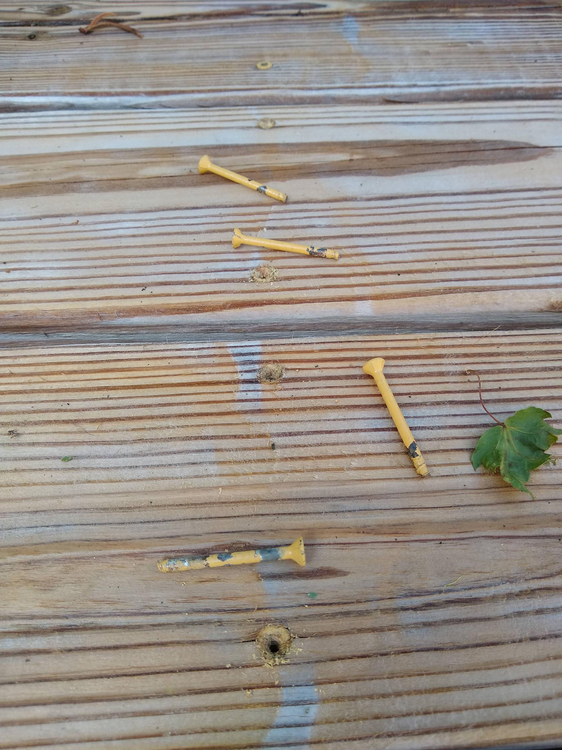 Deck - How Do I Repair Decking Where My Screws Have Broken? - Home Improvement Stack Exchange