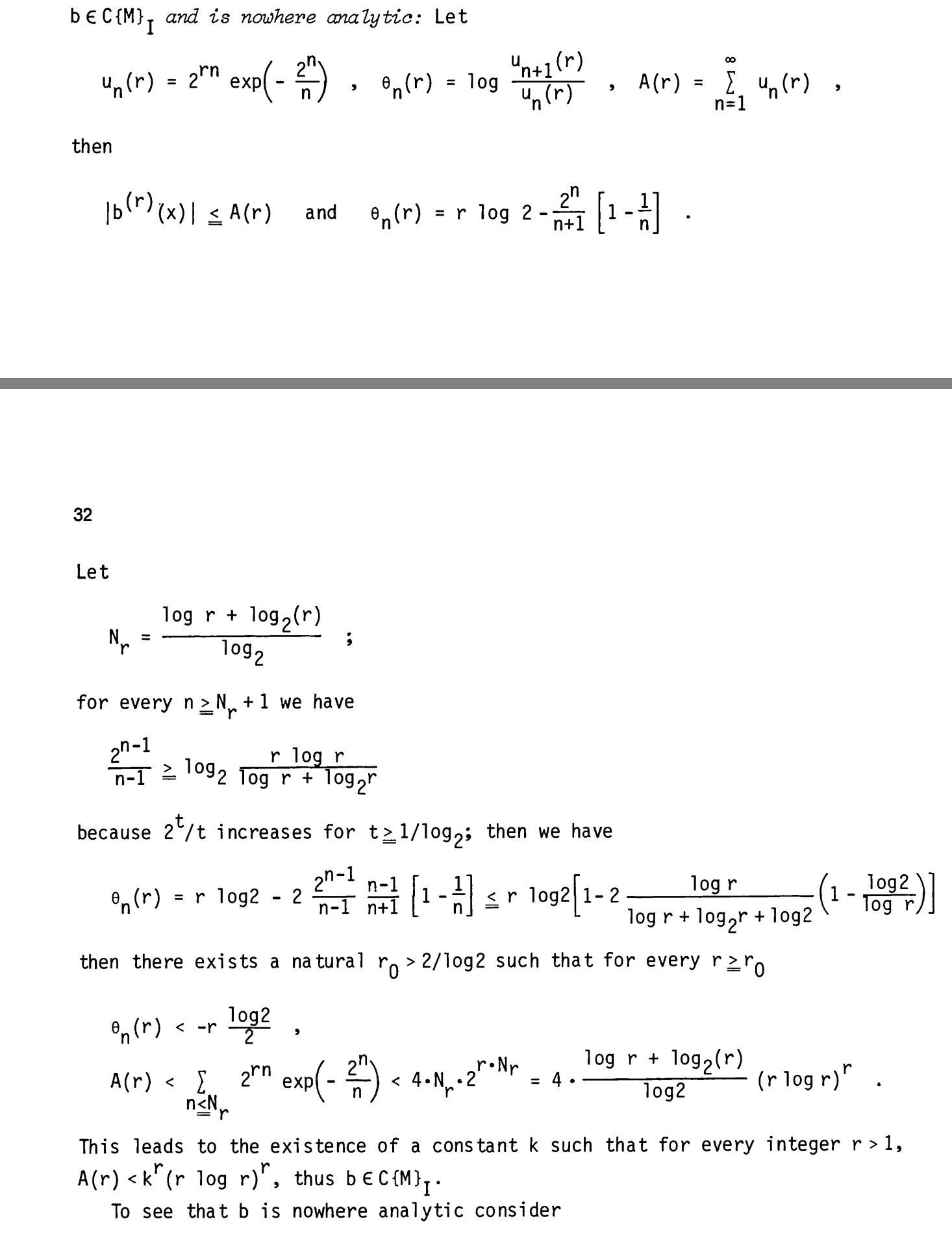 real analysis Proof that a function is quasianalytic. Error in paper