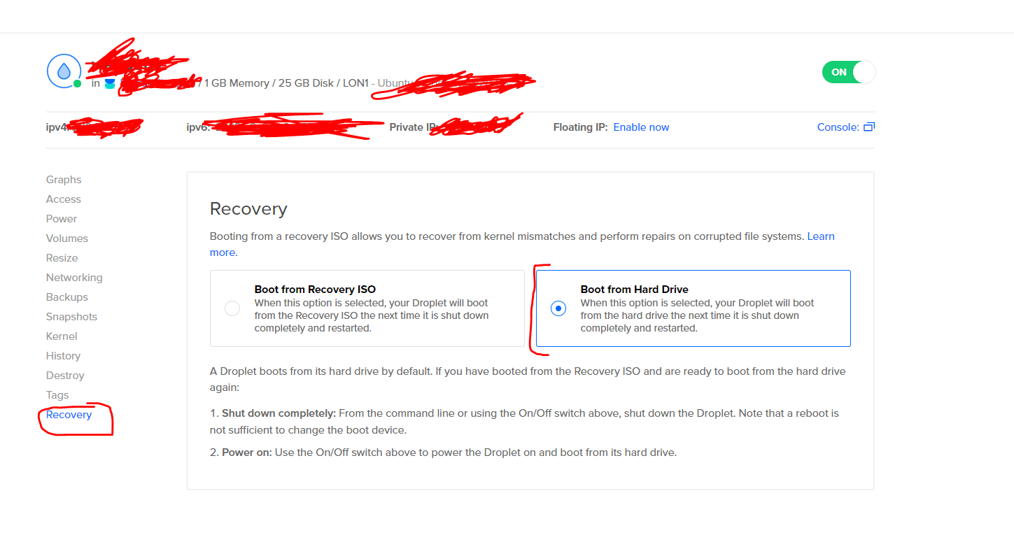 linux Digital Ocean Droplet Restart Recovery Mode Stack Overflow