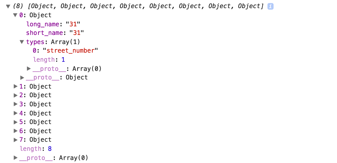 javascript geoCoder respsone loop Cannot read property '0' of