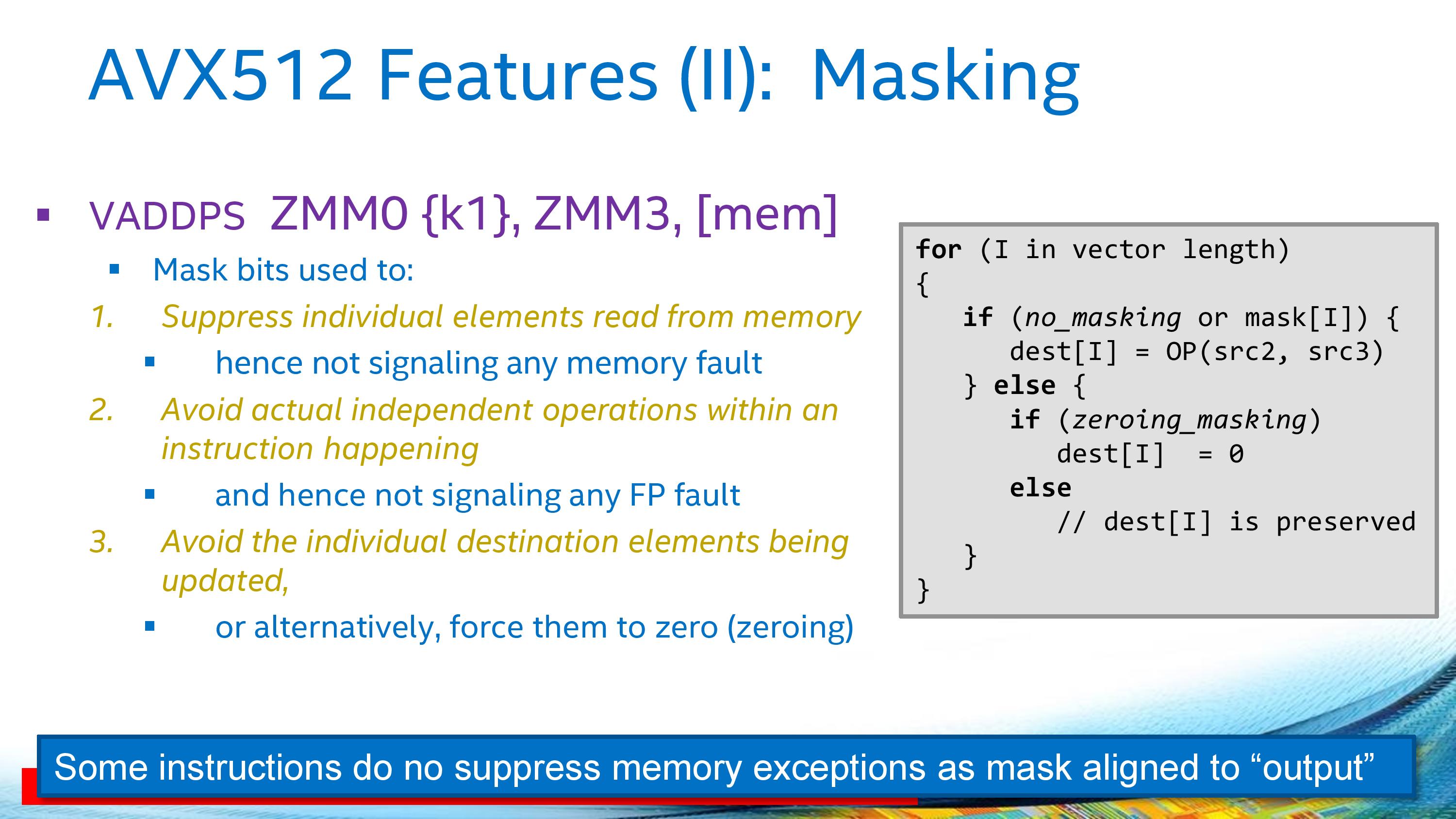 x86 When using a mask register with AVX512 load and stores, is a fault raised for invalid