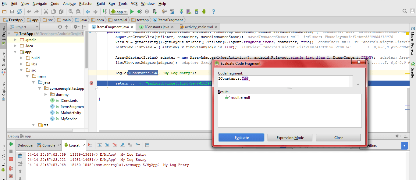 java Interface fields showing as null in Android Studio Stack Overflow