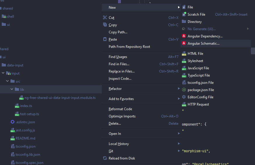 How to create component in libs via angular schematics webstorm - Stack