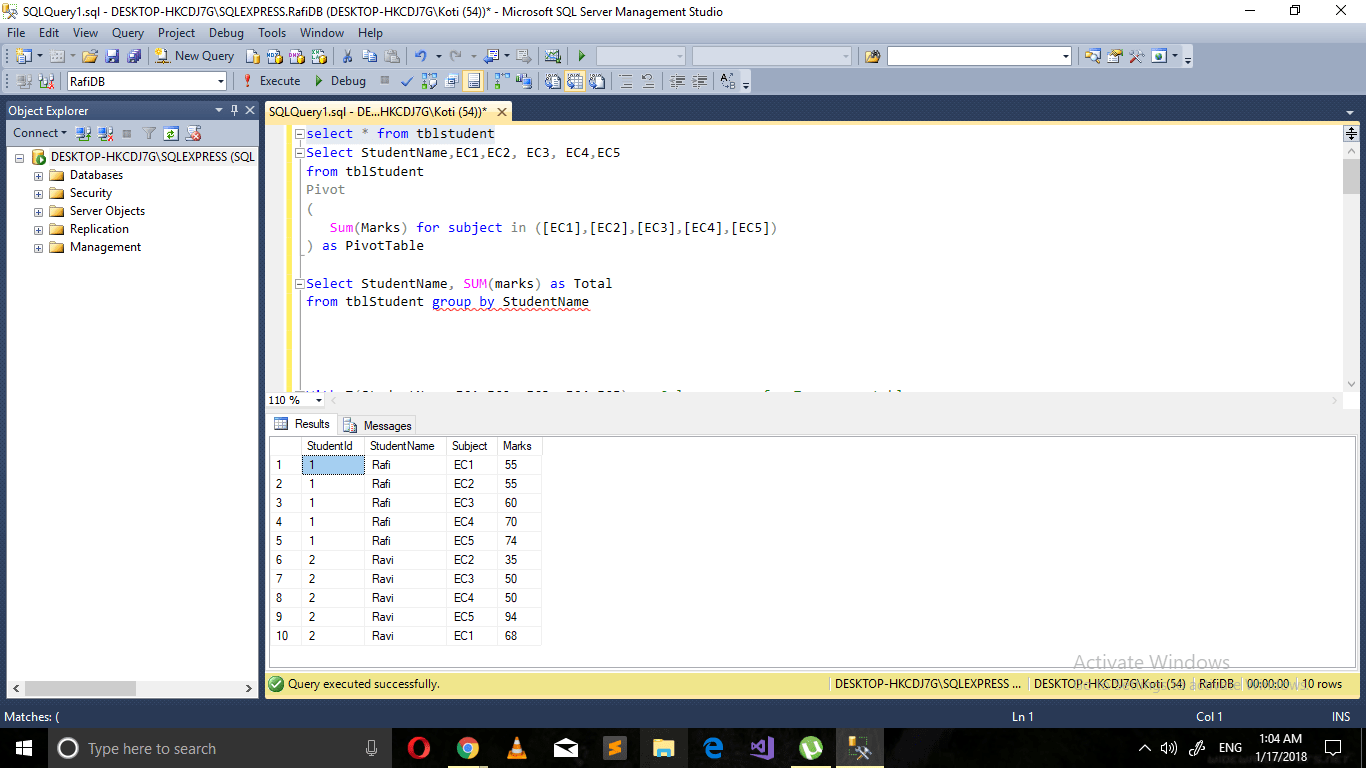 c Calculate sum of rows in SQL Server Stack Overflow