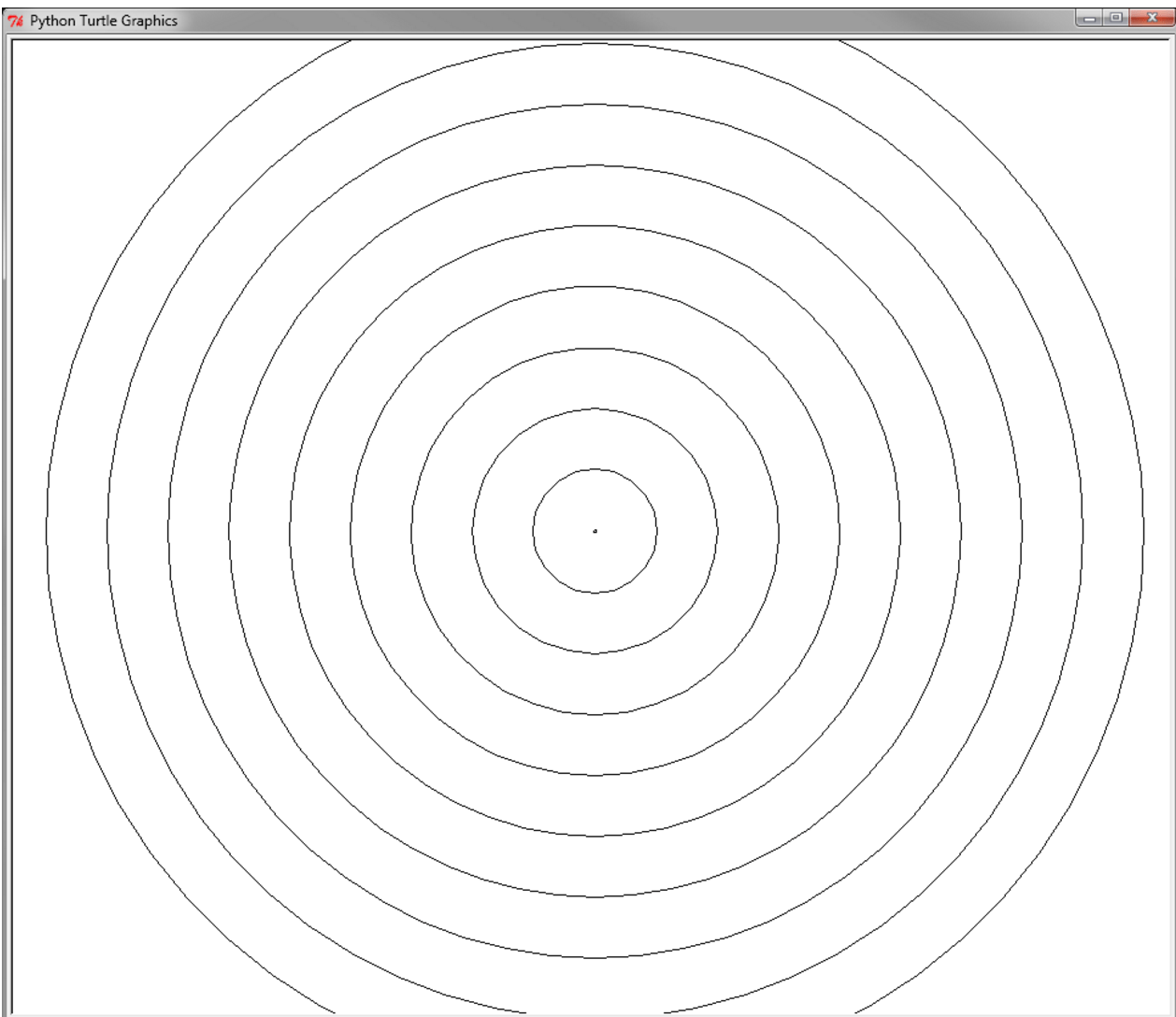 python how do i make multiple circles decrease Stack