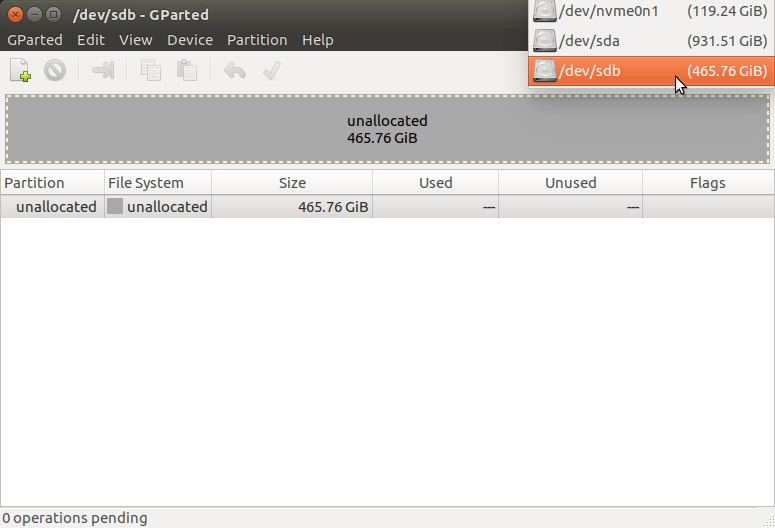 partitioning GParted shows my 500 GB external hard drive as 1.82 TiB