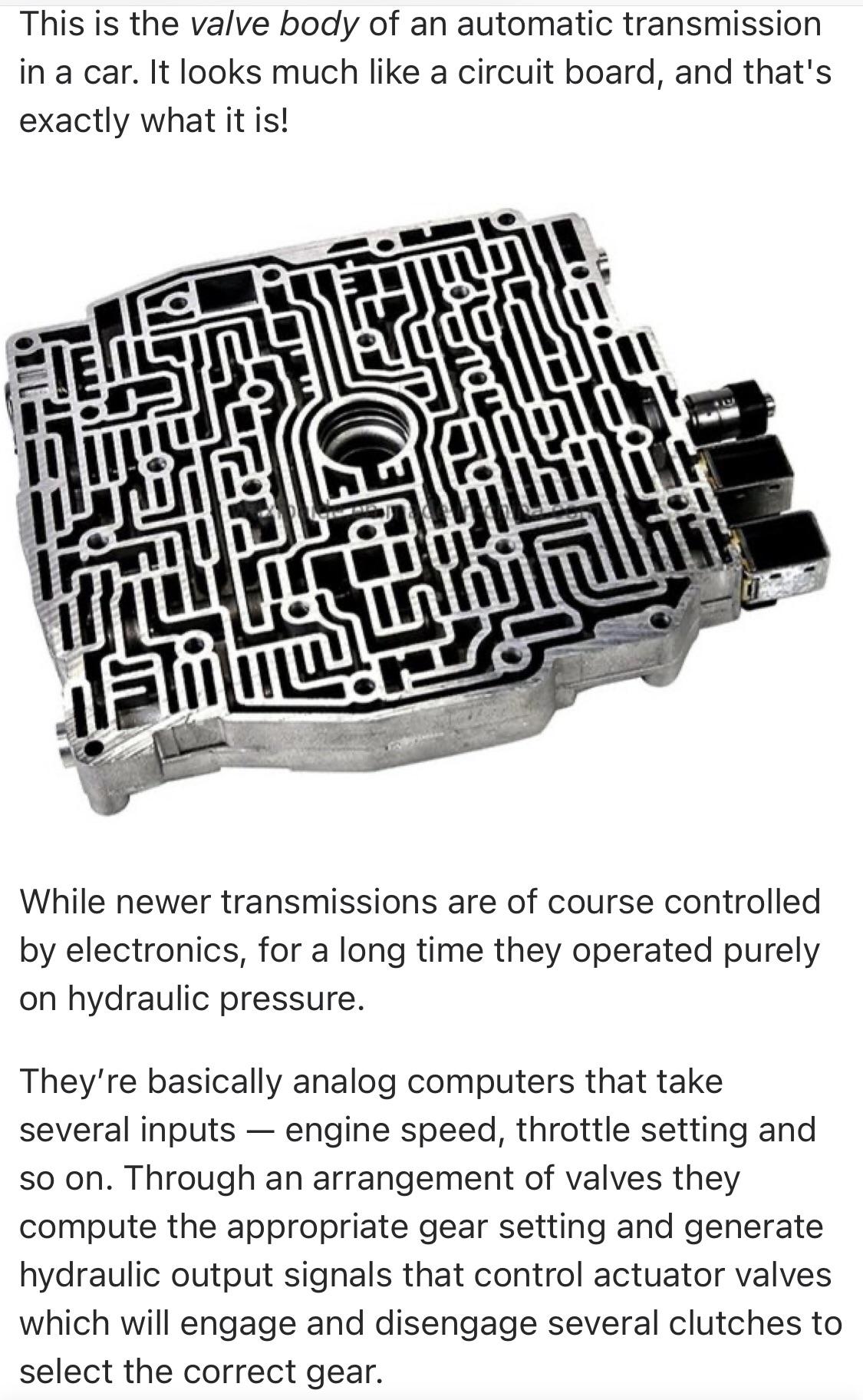How does this transmission valve "hydraulic computer" work