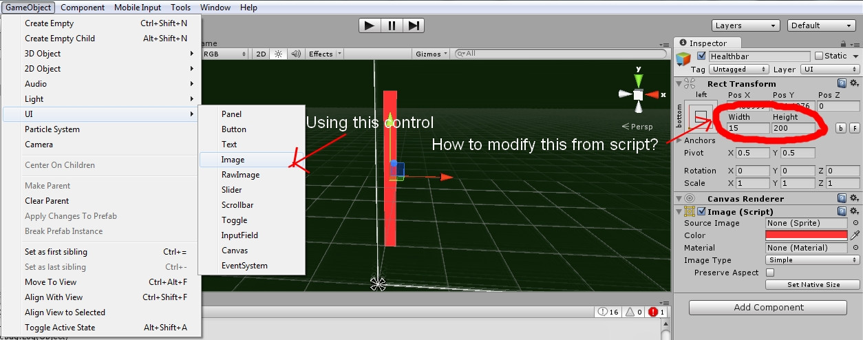 unity3d How to modify RectTransform properties in script [Unity 4.6