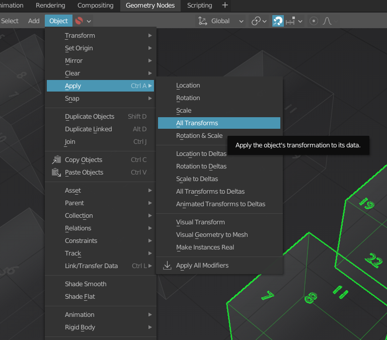 axis how to set current transform as default status of an object in blender Blender Stack