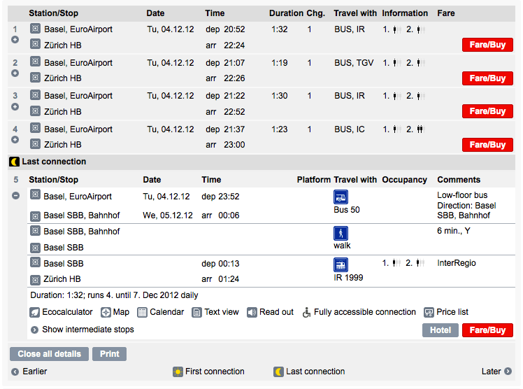 48 Bus Schedule Today switzerland Any late train from EuroAirport to Zurich? Travel Stack