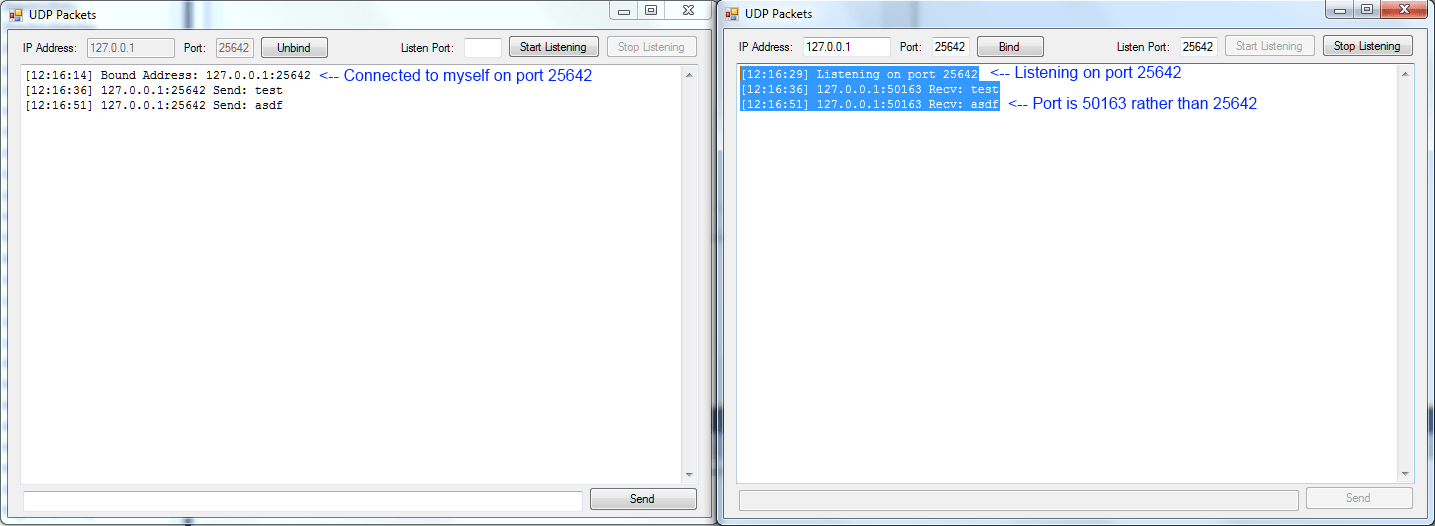c When receiving UDP packets, the port does not match the listen