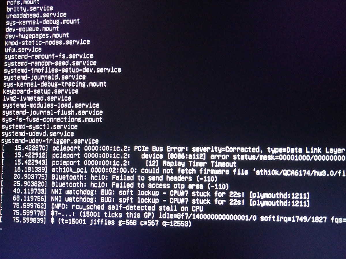 boot Linux Ubuntu 16.04 Always stuck on splash screen (NMI Watchdog
