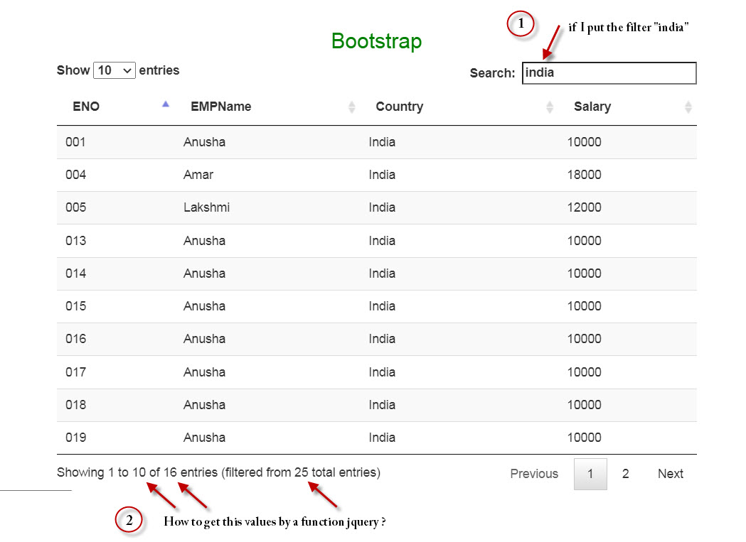 html Retrieve in function all counter values from a Bootstrap table