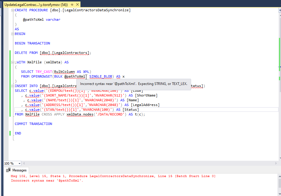 sql server Stored procedure which writes xml into a DB, TSQL Stack Overflow