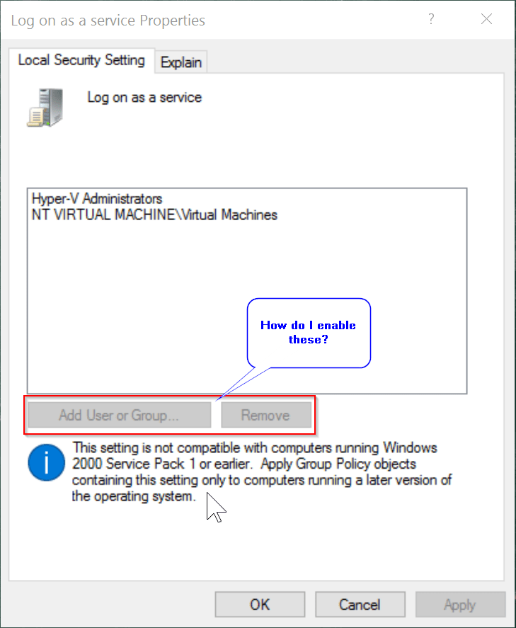 Log On As A Service Properties Greyed Out GUWQDA