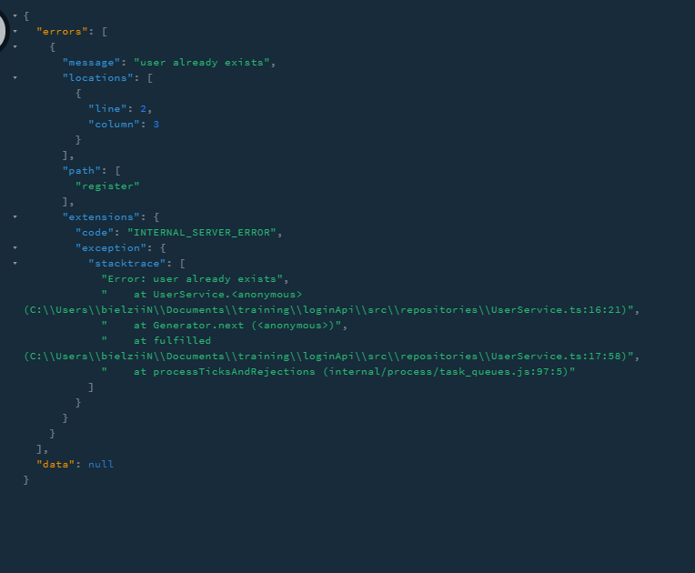 typescript how to return custom error on graphql with typeorm and