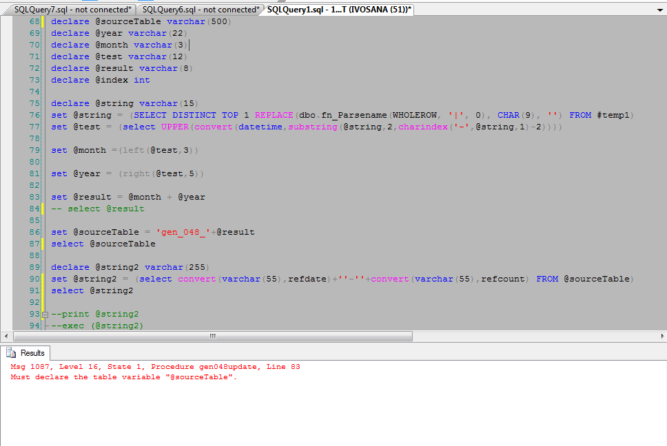 SQL Server set 2 column into 1 variable from variable table Stack
