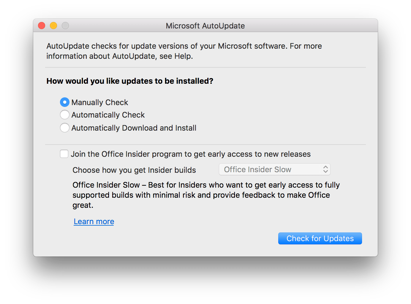 Is there anyway to stop Microsoft Office 2016 on macOS prompting for