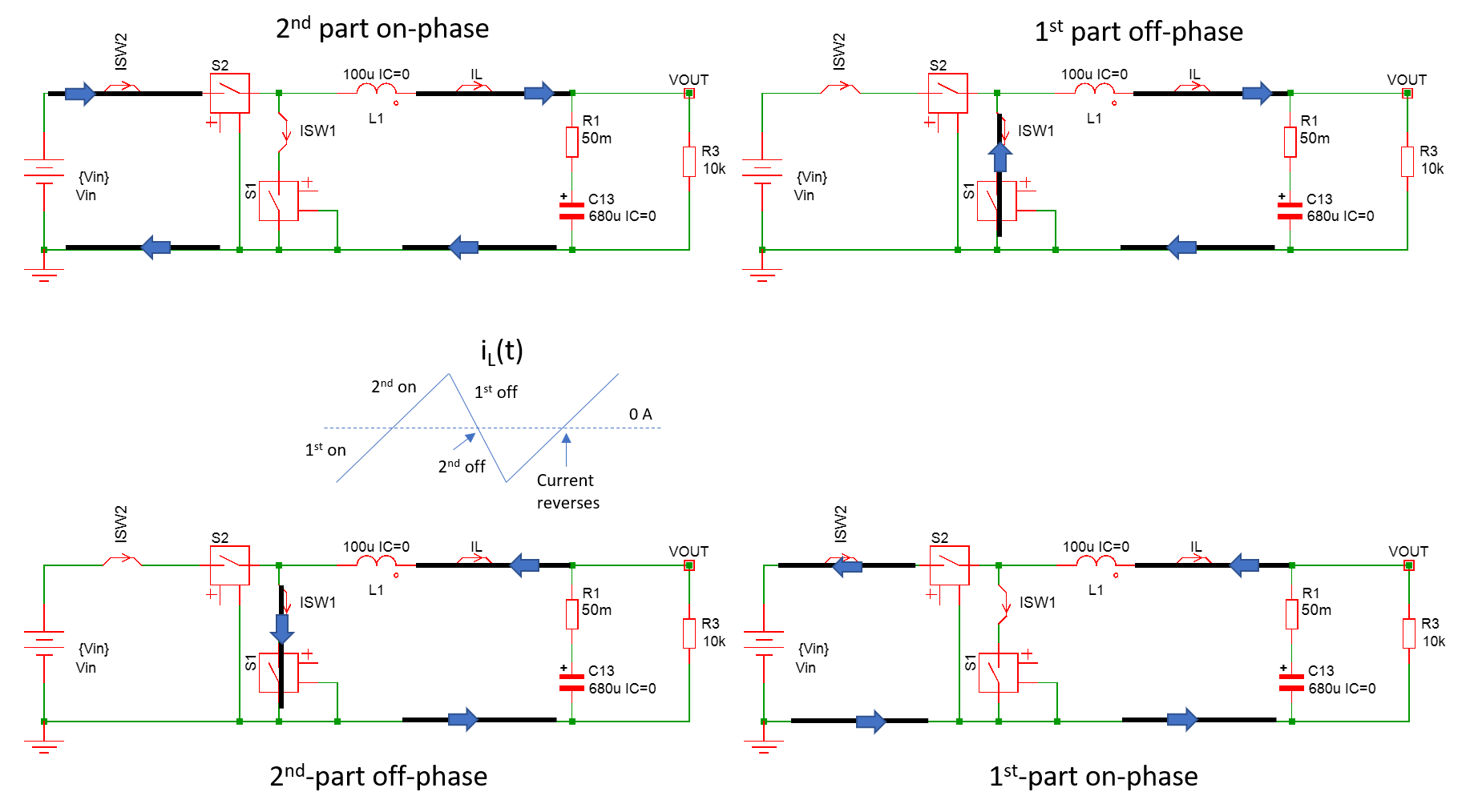 power supply Where does the negative inductor current go during CCM