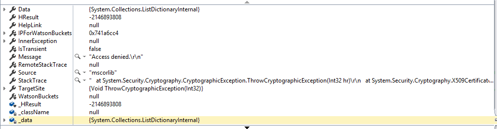 c How to fix Access Denied while reading X509Certificate2 Stack