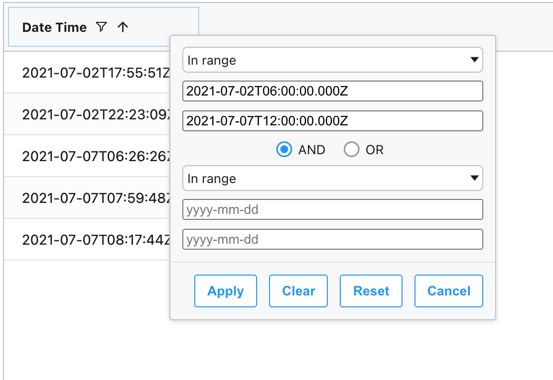 javascript React AGGrid Time Stamps in DateTime Picker not matching