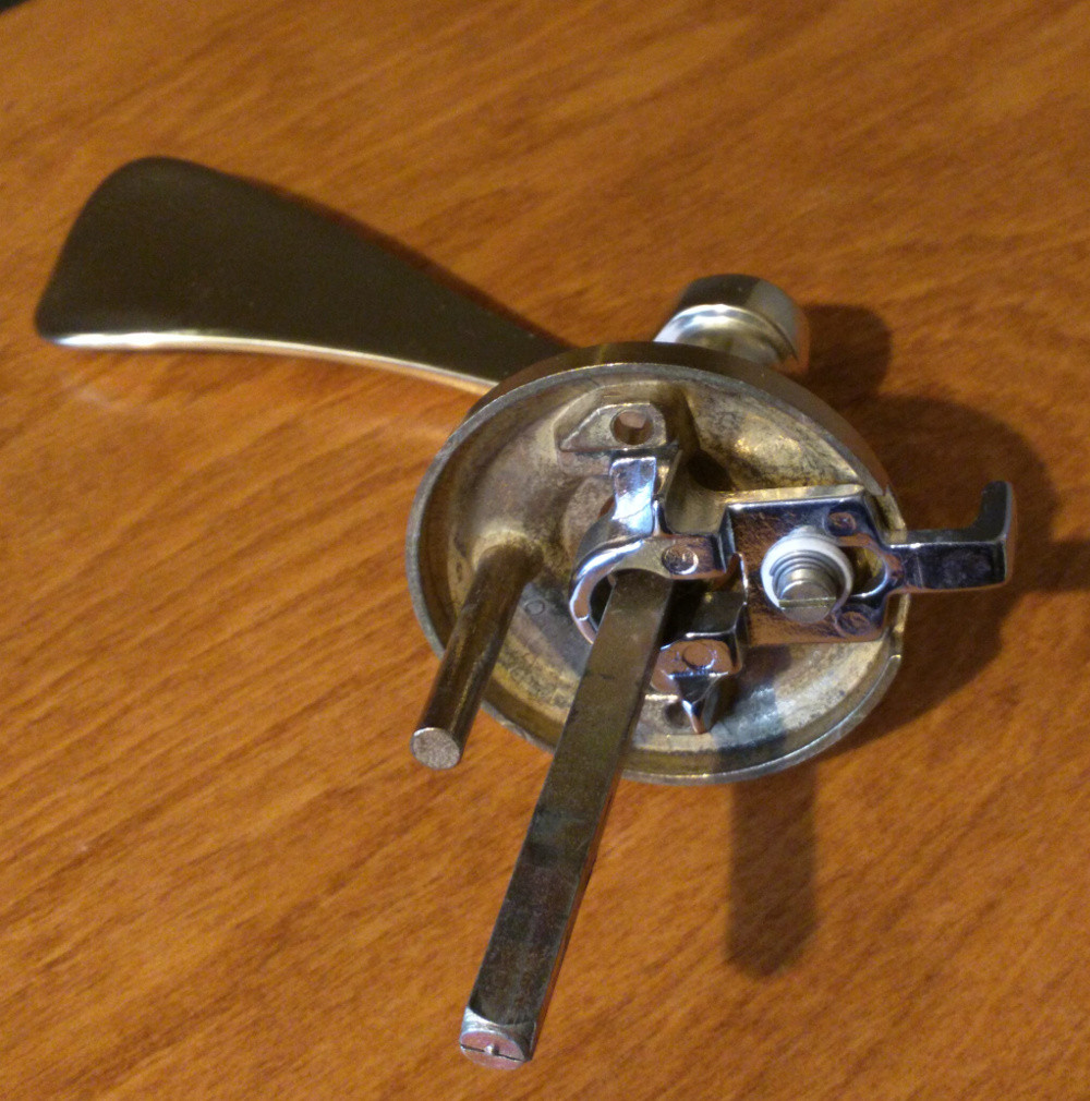 Unlock an Omnia privacy lock with sliding mechanism from the outside of