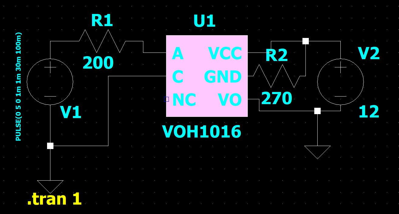 opto isolator LTSpice Error from Unedited VOH1016 PSpice Model