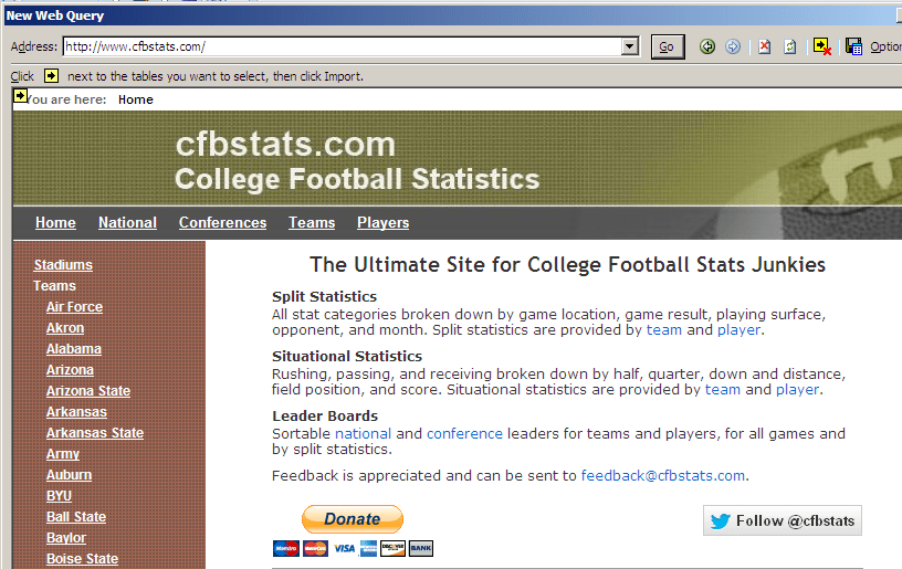 Excel Create data dump in Excel pulling data from site Share
