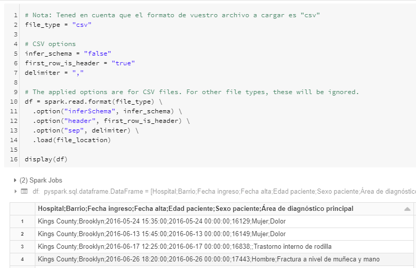 python Databricks community not recognizing columns (Csv file