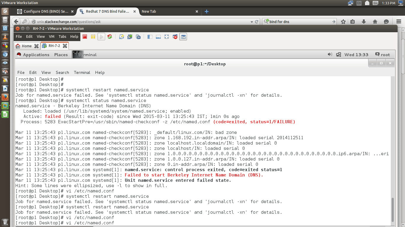 rhel Redhat 7 DNS Bind Failed to restart Unix & Linux