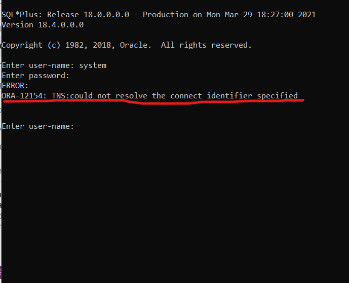 oracle Trying to connect to database, getting error ORA12154 TNS