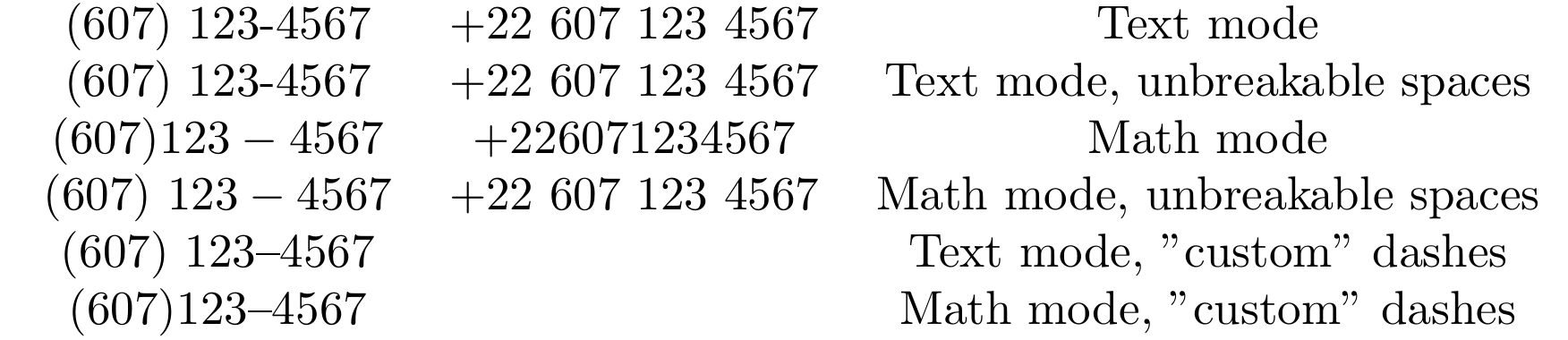 formatting How to typeset a Canadian / Mexican / US phone number for