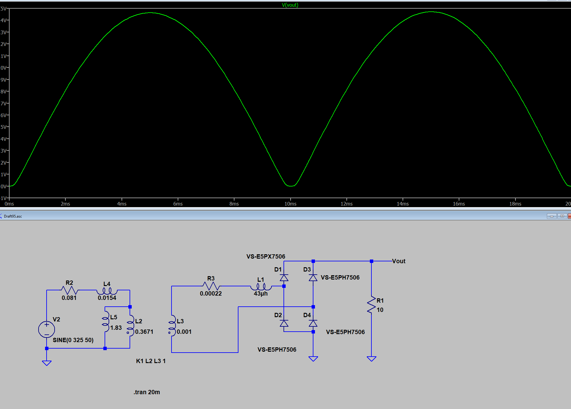 simulation My diode bridge rectifier circuit in LTspice does not work