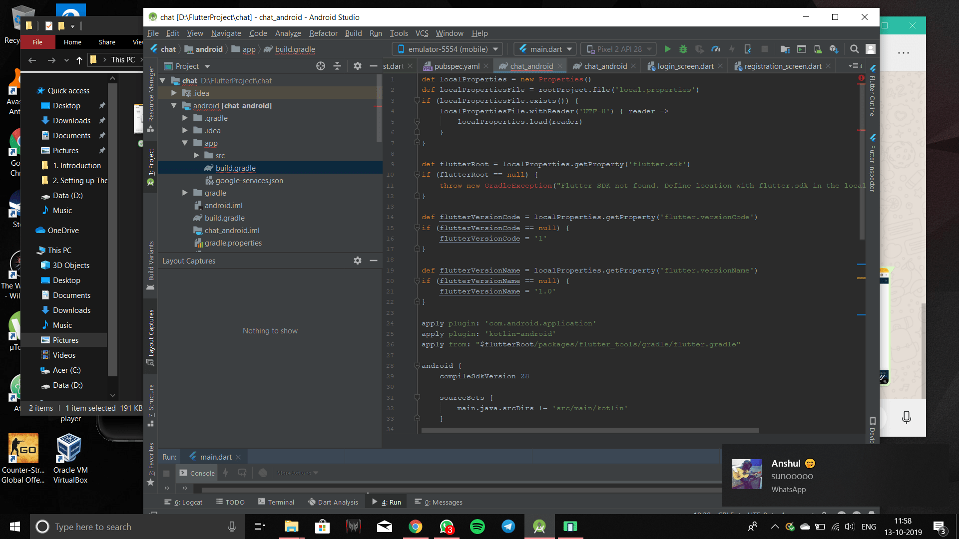 android flutter app not connecting to firestore and showing error in