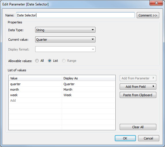 Tableau Using Parameters for a Date Selector Stack Overflow