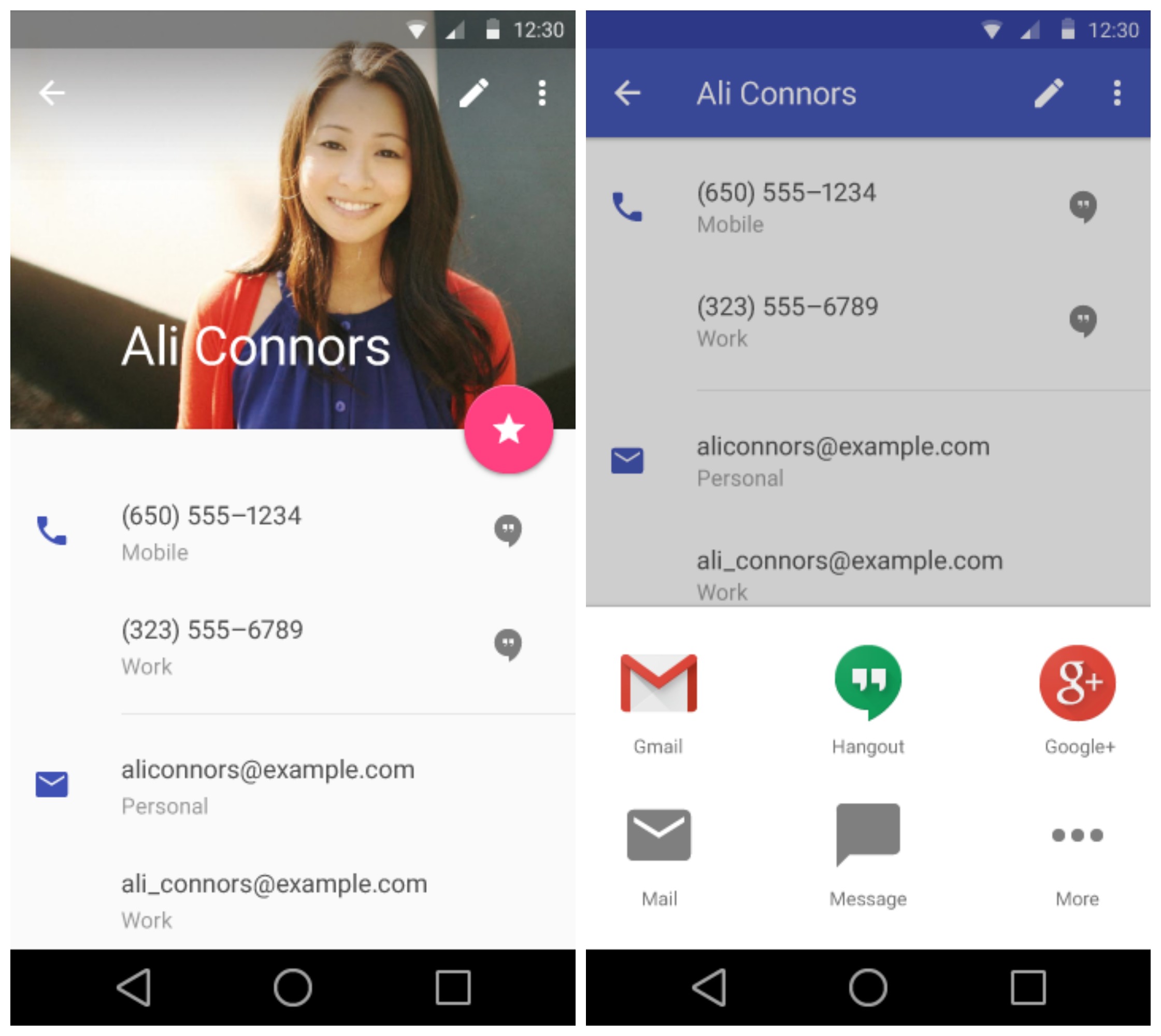 android Properly display contact information Stack Overflow