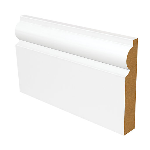 bathroom Cutting acrylic bath panel to fit profile of baseboard trim