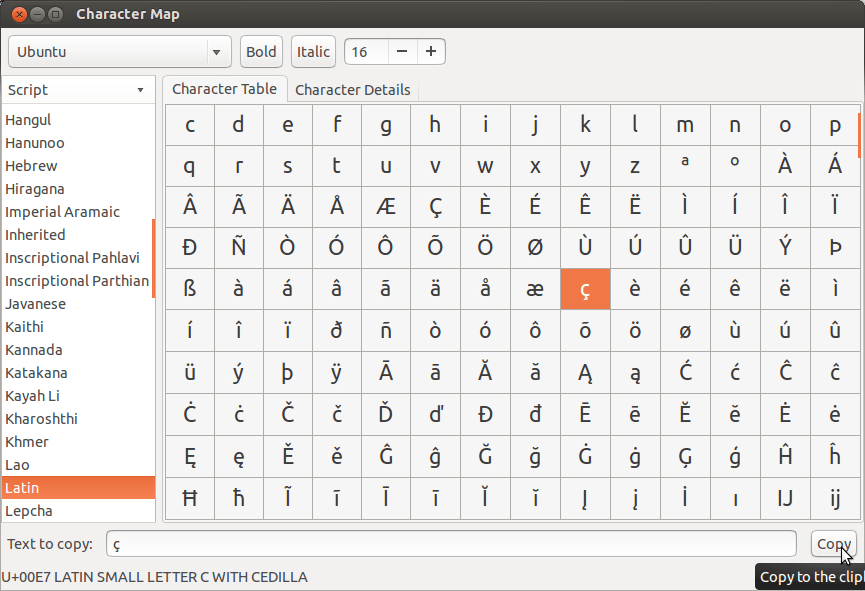 keyboard layout How to type latin small letter c with cedilla Ask
