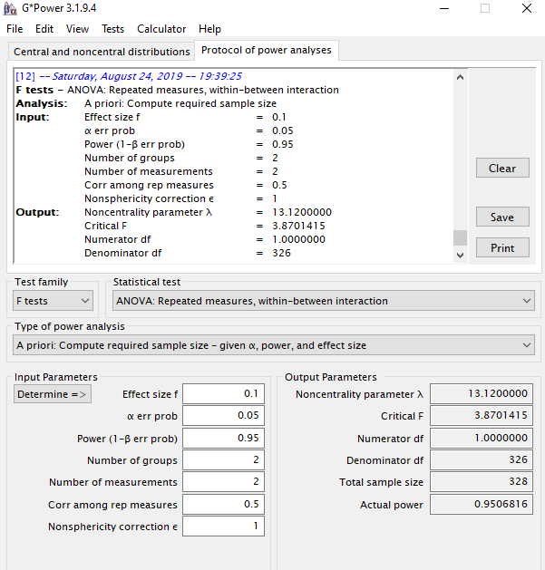 gpower Power Analysis in GPower Mixed Model Anova Cross Validated