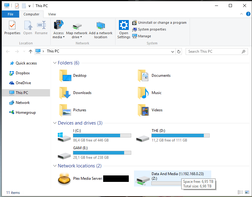 Can't see NAS storage size in Windows Explorer Super User