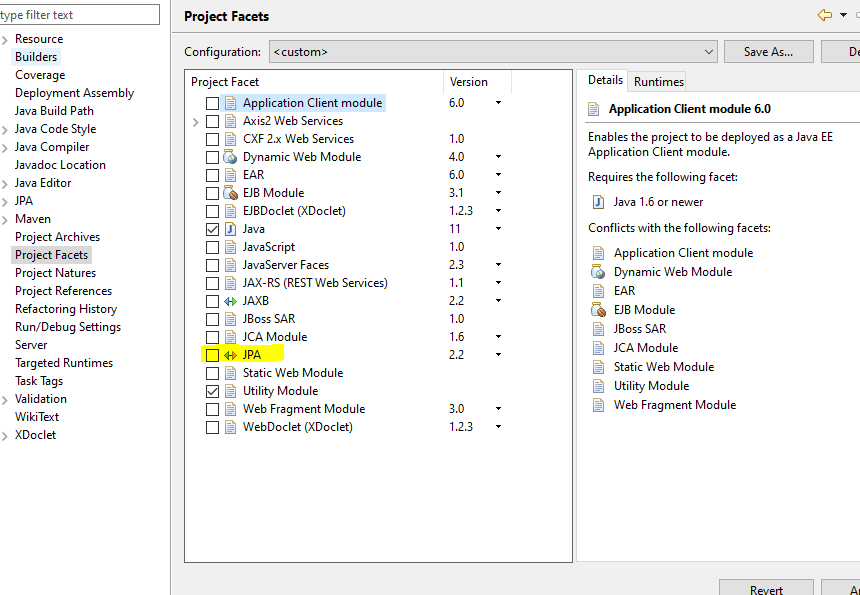 How to delete/remove unused eclipse jpa connection configuration