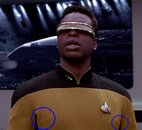 Why were there two versions of the collared uniforms in Star Trek TNG