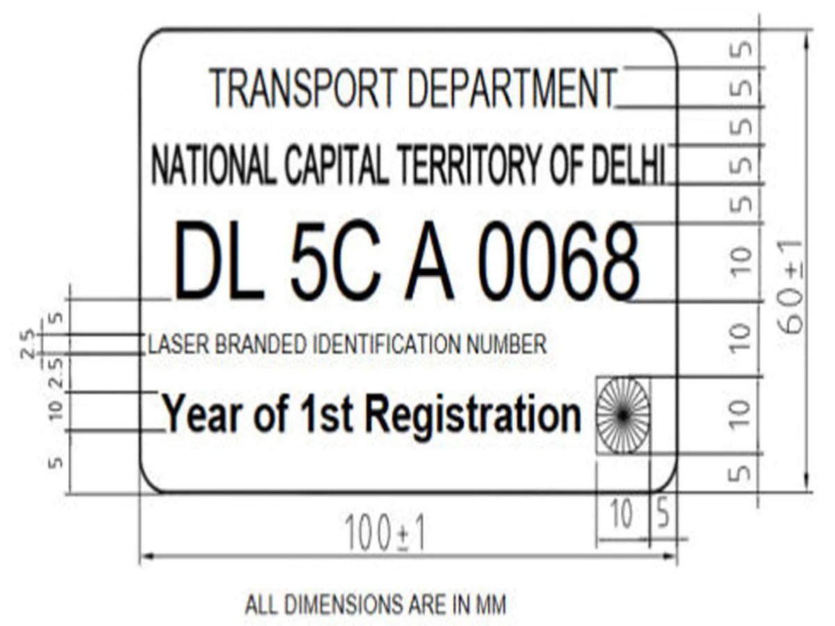 HSRP high security registration plate and color coded stickers