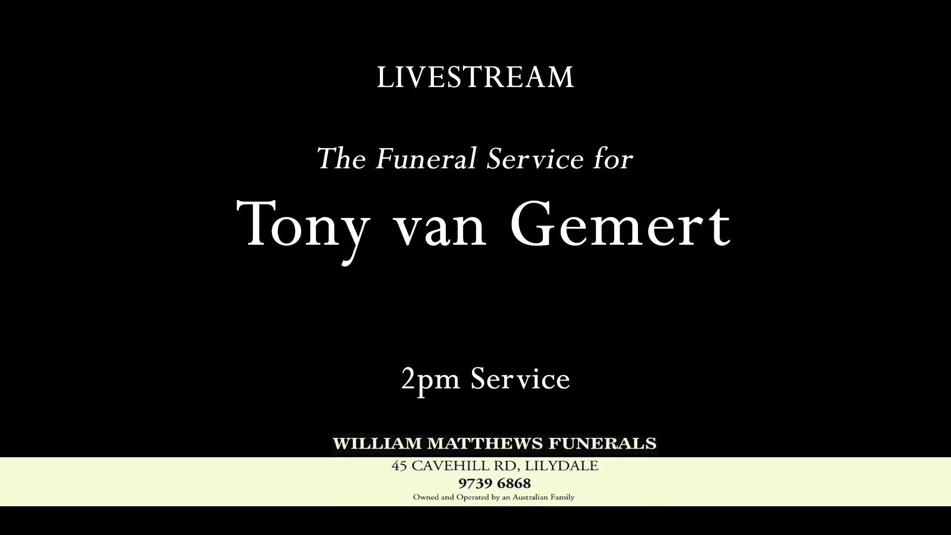 The Funeral Service for Tony van Gemert