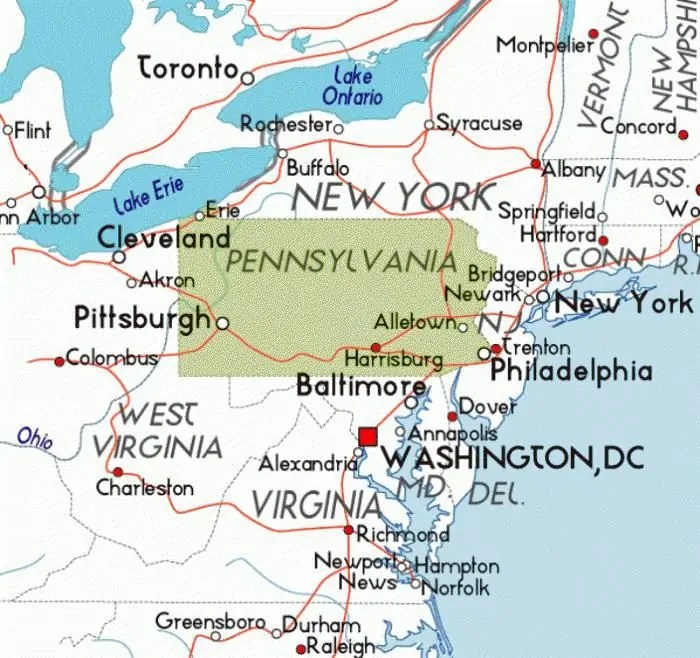 Pennsylvania is the cornerstone state. Interesting facts about