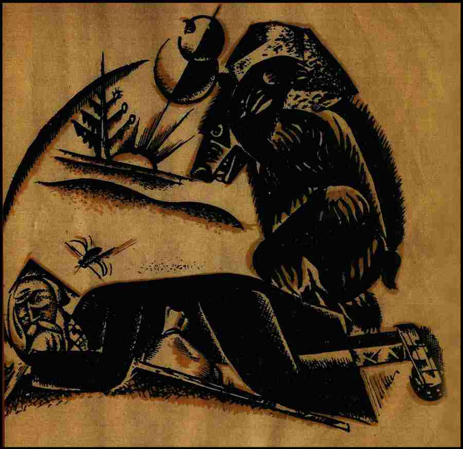 1922 Басня Крылова «Пустынник и медведь». Автолитографии И. Рабичева