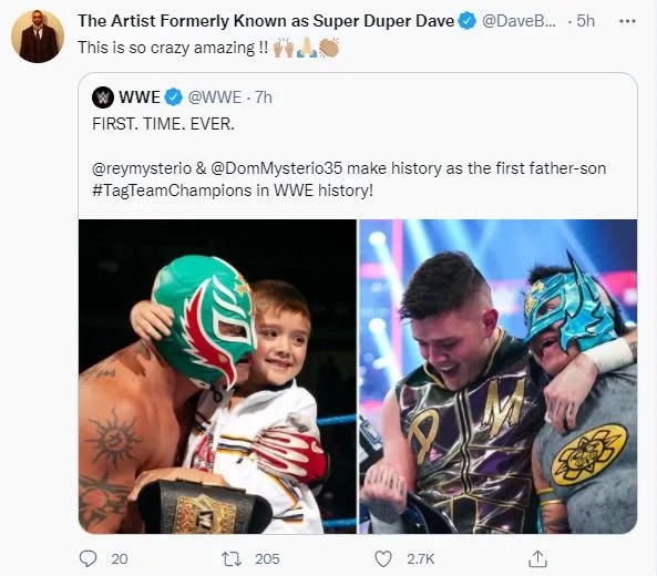 WWE WrestleMania Backlash Dominik and Rey Mysterio Dominik and Rey Mysterio first