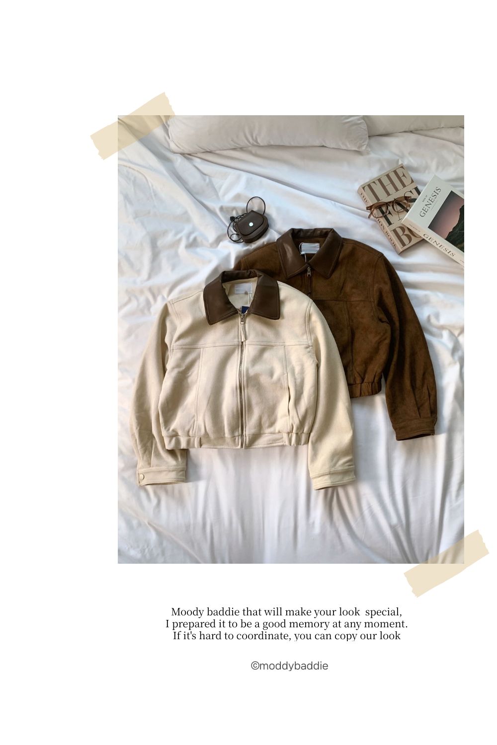 moodybaddie Cookie color suede jacket Codibook.