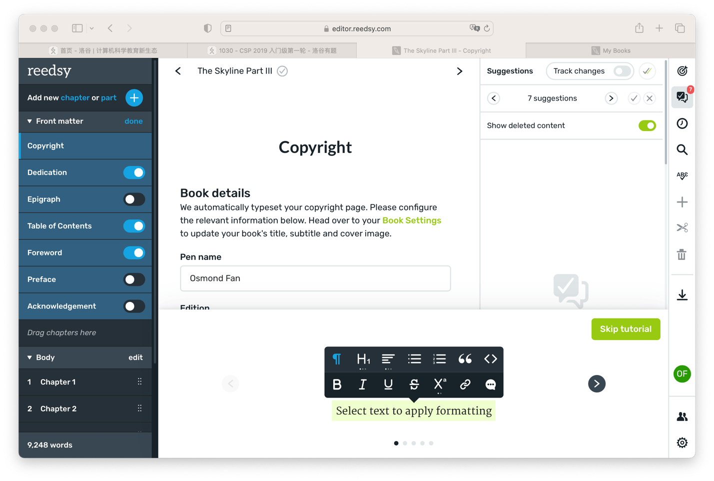 外语小说编写神器—Reedsy Editor 哔哩哔哩